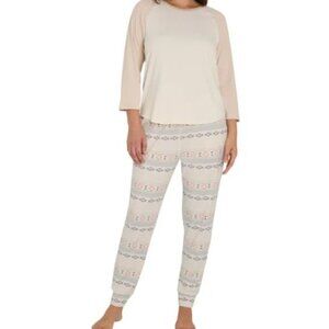 Tan Eddie Bauer Raglan Pajama Set - 2X